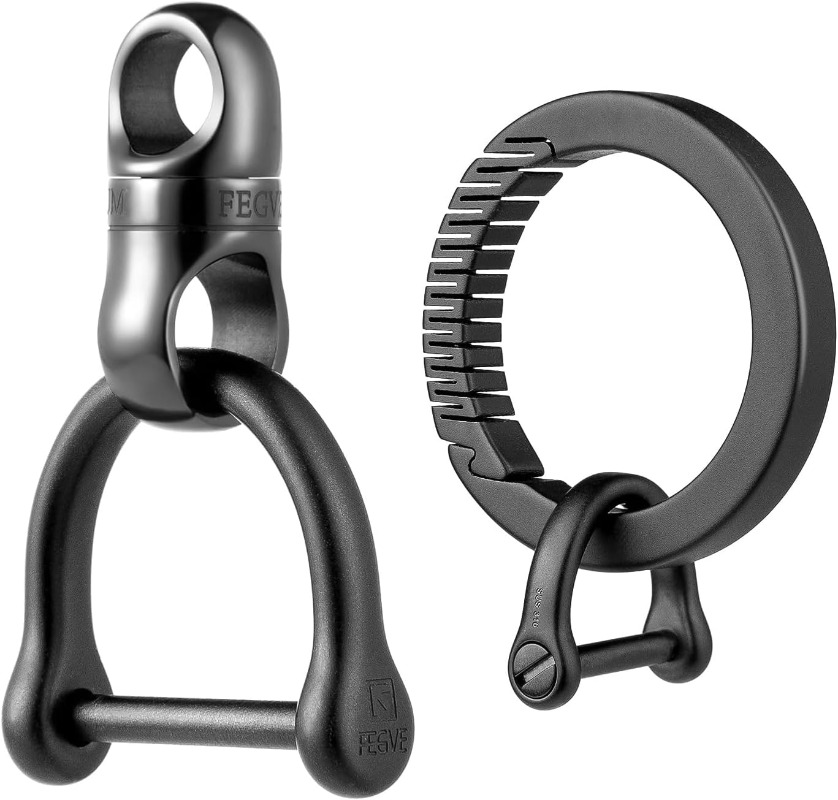 Edc Carry Clip - Llavero de titanio con mosquetón redondo,